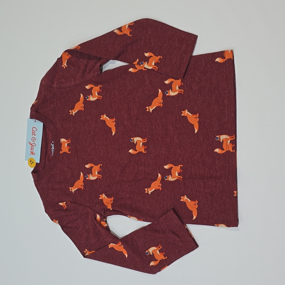 3/$15 Cat & Jack - Boys' Maroon Fox Printed Long Sleeve Top